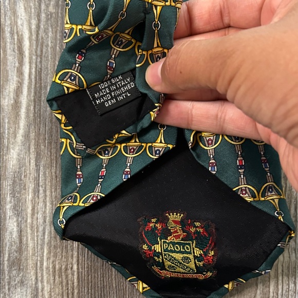 Vintage Gucci Paolo Gucci Green and Gold Men's Tie - Picture 6 of 6